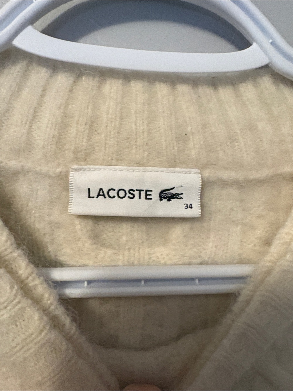 Lacoste sweater in and off white size 34 wool/alpaca blend - Picture 2 of 3